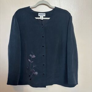 Vintage Pendleton Womens Jacket Silk Emboidered Button Up‎ Shirt Beaded Lined 2X